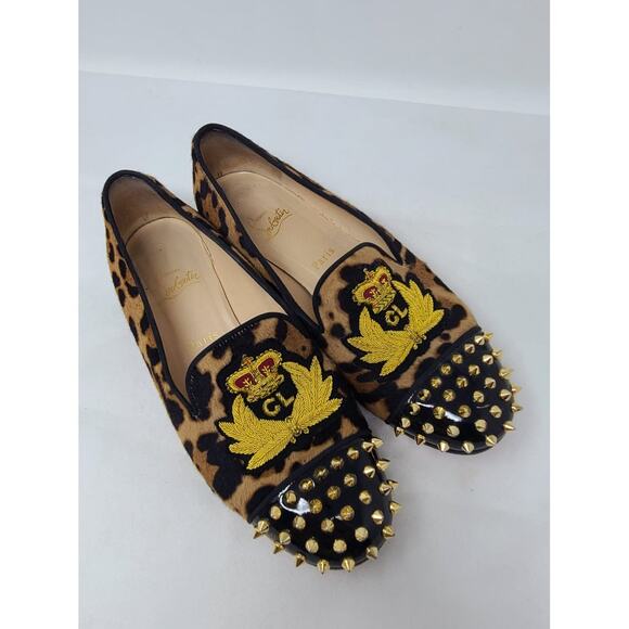 Christian Louboutin Leopard Spike Logo Printed Loafers 39.5 EU - Picture 10 of 10